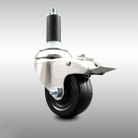 Service Caster 3.5 Inch 316SS Soft Rubber Swivel 1 Inch Expanding Stem Caster Lock Brake SCC-SS316TTLEX20S3514-SRS-1